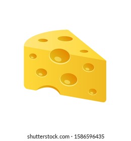 piece of Cheese vector icon isolated on white background. Flat yellow milk food symbol for web site design, mobile app. Logo triangle block cheese illustration.