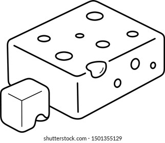 Piece of cheese. Vector outline icon.