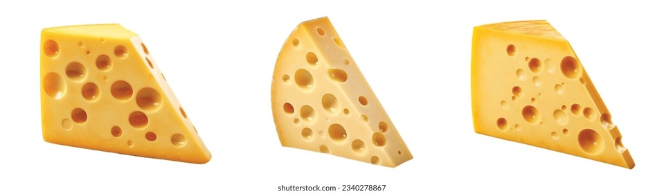 Piece of cheese vector set isolated on white