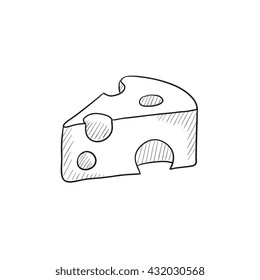 Stück Käse, Vektorgrafik Symbol einzeln auf Hintergrund. Handgezeichnetes Stück Käse-Symbol. Stück Käseskizze Symbol für Infografik, Website oder App.