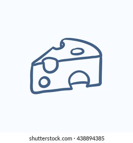 Piece of cheese vector sketch icon isolated on background. Hand drawn Piece of cheese icon. Piece of cheese sketch icon for infographic, website or app.