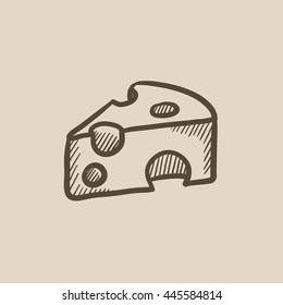 Piece of cheese vector sketch icon isolated on background. Hand drawn Piece of cheese icon. Piece of cheese sketch icon for infographic, website or app.