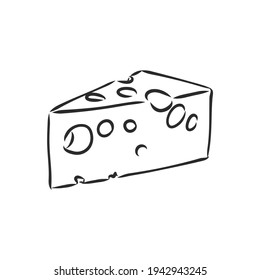 Piece of Cheese. a piece of cheese, vector sketch on a white background