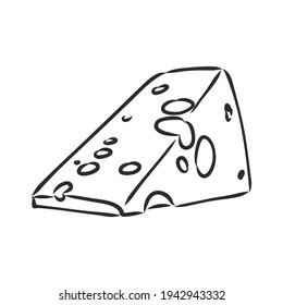 Piece of Cheese. a piece of cheese, vector sketch on a white background