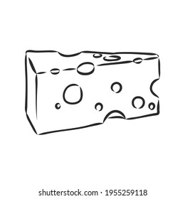 Piece of Cheese. a piece of cheese vector sketch on a white background