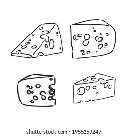Piece of Cheese. a piece of cheese, vector sketch on a white background