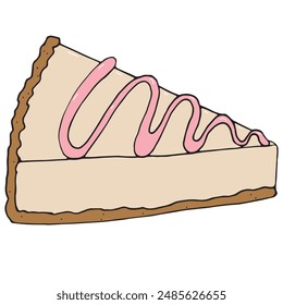 piece of cheesecake with frosting, vector colored doodle element, cute design element