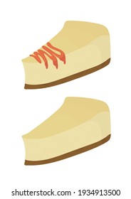 A piece of cheesecake with topping. Isolated vector on a white background.