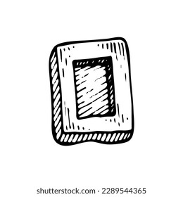 Piece of chocolate bar sketch. Yummy candy. Delicious dessert. Cocoa product. Hand drawn vector doodle illustration.