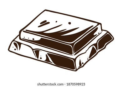 Piece of chocolate bar, vector
