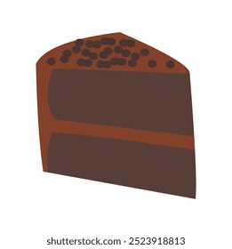 a piece of chocolate cake with coco chips as topping