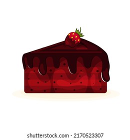 Piece of Chocolate Cake with Chocolate Cream and Chocolate covered Strawberries