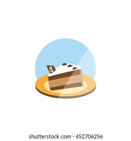 piece chocolate cake icon. vector