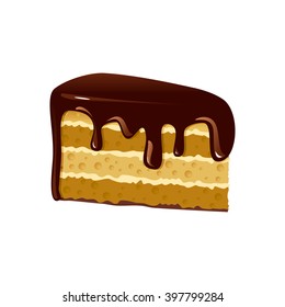 Piece of chocolate cake. Isolated on white background.