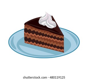 piece of chocolate cake vector