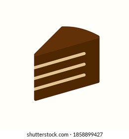Piece of chocolate cake vector icon flat color style for pattern, decoration, logotype, kids menu, shop. Illustration 10 eps