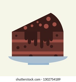 Piece of chocolate cake vector illustration