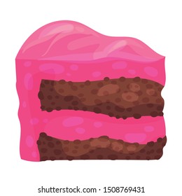 Piece of chocolate cake. Vector illustration on a white background.