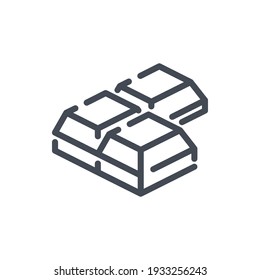 Piece of chocolate line icon. Chocolate blocks vector outline sign.