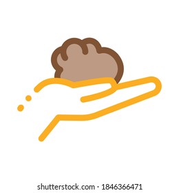 piece of clay in hands icon vector. piece of clay in hands sign. color contour symbol illustration