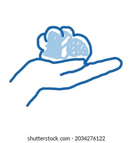 piece of clay in hands sketch icon vector. Hand drawn blue doodle line art piece of clay in hands sign. isolated symbol illustration