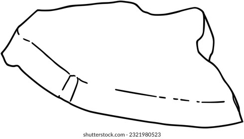 Piece of coconut pulp tropical fruit food doodle linear cartoon coloring