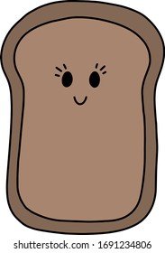 A piece of crunchy sweet bread, a flour product. Cartoon, color flat vector illustration.