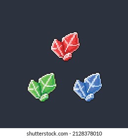 pedazo de cristal con diferente color en el estilo de píxel