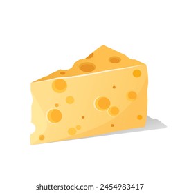 Piece of delicious cheese isolated on white background.	