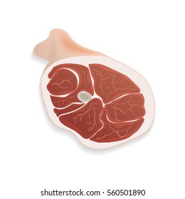 A piece of delicious fresh pork on a white background. For use as logos on cards, in printing, posters, invitations, web design and other purposes.