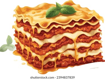 A piece of a delicious lasagna food vector illustration