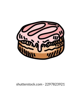 Piece of donut isolated on white background cute dessert