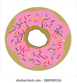 A piece of donut isolated in white background