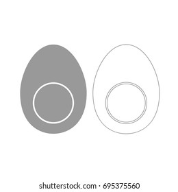 Piece egg grey set icon .