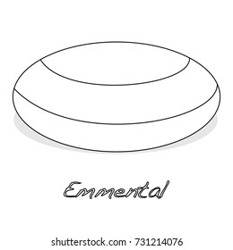 A piece of emmental cheese on white background. Dairy product, attribute of healthy eating, fitness menu. 
