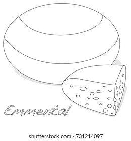A piece of emmental cheese on white background. Dairy product, attribute of healthy eating, fitness menu. 