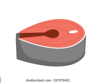 Piece fish icon. Flat style, isolated on white background. Vector illustration, clip art