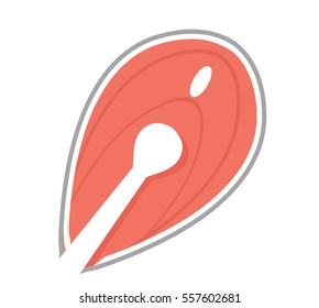 Piece fish icon. Flat style, isolated on white background. Vector illustration, clip art
