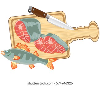 Piece of fish on white background is insulated
