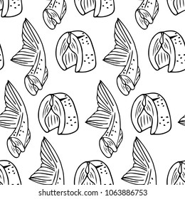Piece of fish vector illustration. Marine product. Graphic design element for restaurant menu, advertising poster or flyer.