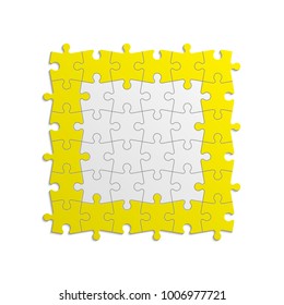 A lot of piece flat puzzle presentation. Many step puzzles business background. Simple pattern. Section compare service banner. Vector puzzle illustration template simple shape. 3d Abstract Background