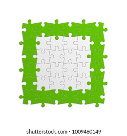A lot of piece flat puzzle presentation. Many step puzzles business background. Simple pattern. Section compare service banner. Vector puzzle illustration template simple shape. 3d Abstract Background