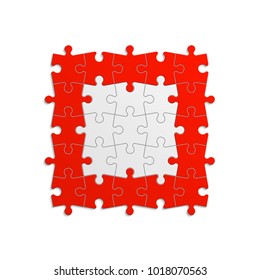 A lot of piece flat puzzle presentation. Many step puzzles business background. Simple pattern. Section compare service banner. Vector puzzle illustration template simple shape. 3d Abstract Background