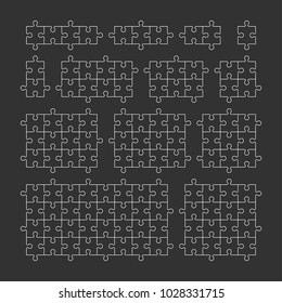 A lot of piece flat puzzle presentation. Many step puzzles business background. Simple pattern. Section compare service banner. Vector puzzle illustration template simple shape. 3d Abstract Background