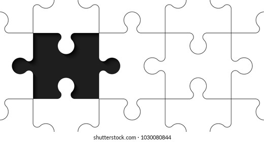 A lot of piece flat puzzle presentation. Many step puzzles business background. Simple pattern. Section compare service banner. Vector puzzle illustration template simple shape. 