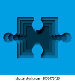 A lot of piece flat puzzle presentation. Many step puzzles business background. Simple pattern. Section compare service banner. Vector puzzle illustration template simple shape. 3d Abstract Background
