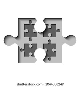 A lot of piece flat puzzle presentation. Many step puzzles business background. Simple pattern. Section compare service banner. Vector puzzle illustration template simple shape. 3d Abstract Background