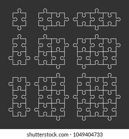A lot of piece flat puzzle presentation. Many step puzzles business background. Simple pattern. Section compare service banner. Vector puzzle illustration template simple shape. 3d Abstract Background