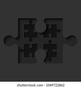 A lot of piece flat puzzle presentation. Many step puzzles business background. Simple pattern. Section compare service banner. Vector puzzle illustration template simple shape. 3d Abstract Background