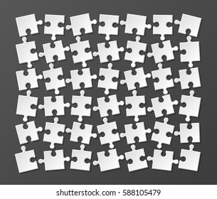 A lot of piece flat puzzle presentation. Many step circle business background. Section compare service banner. Vector illustration template color shape . 3d Abstract Background